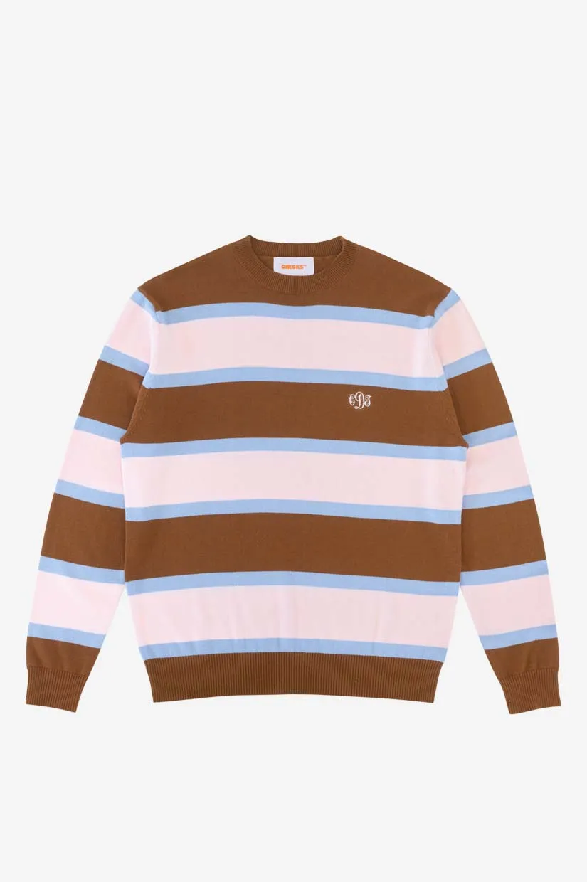 Checks Border Stripe Crewneck - Multi