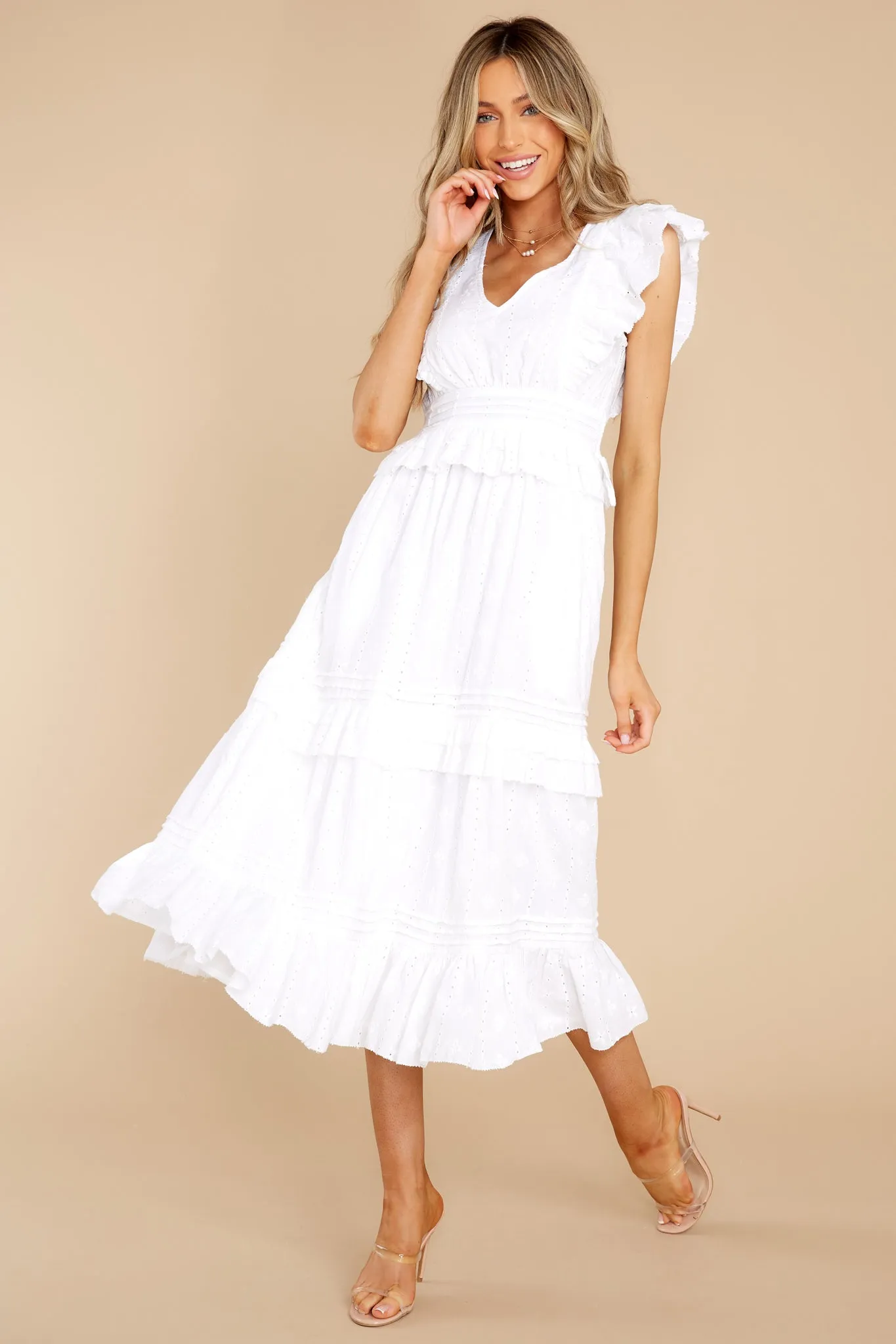 Cherie White Midi Dress