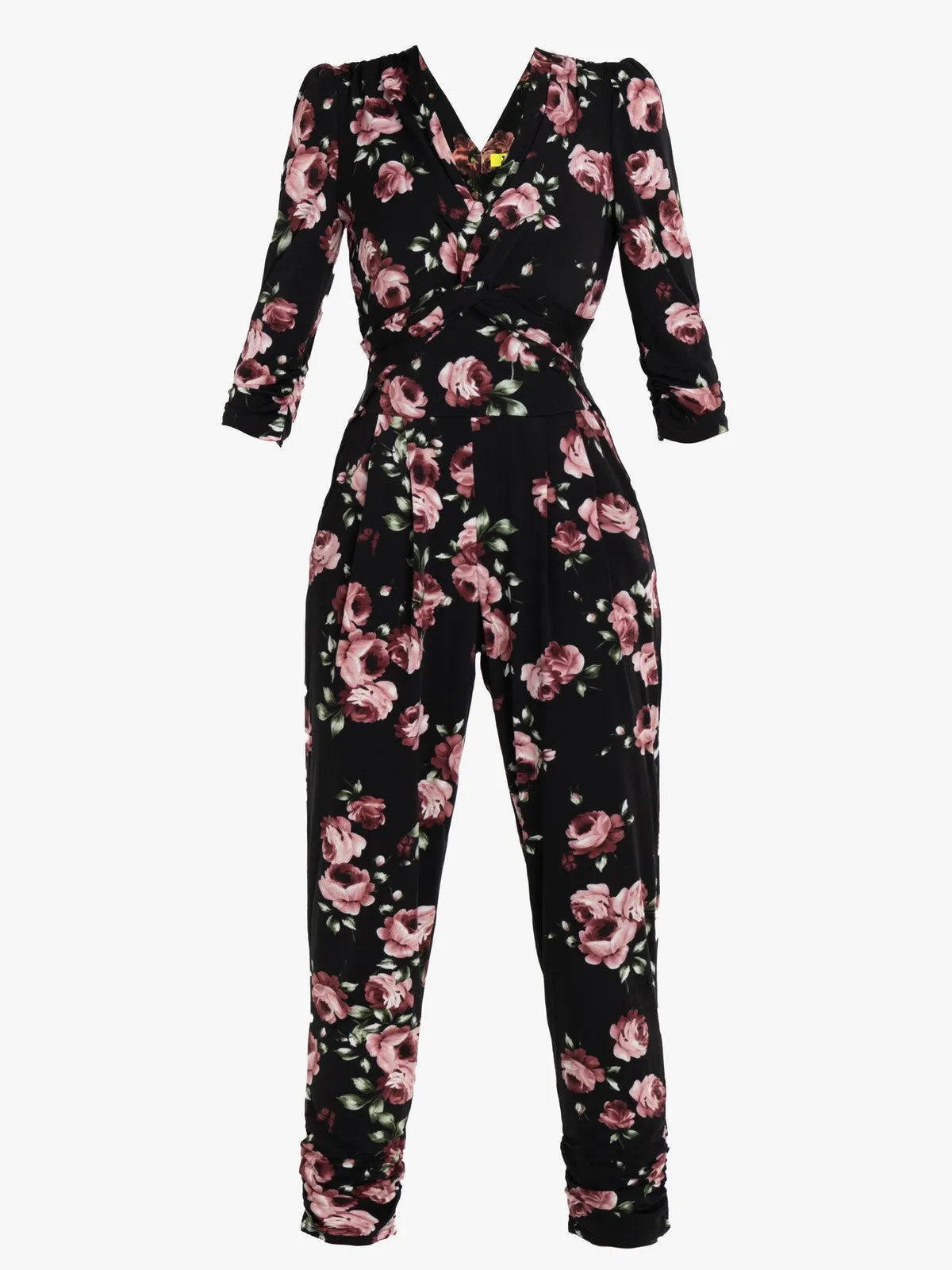 Cheryl Floral Print Jersey Jumpsuit, Black Floral