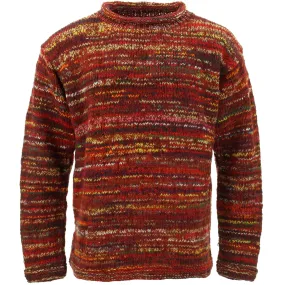 Chunky Wool Space Dye Knit Jumper - Red Multi