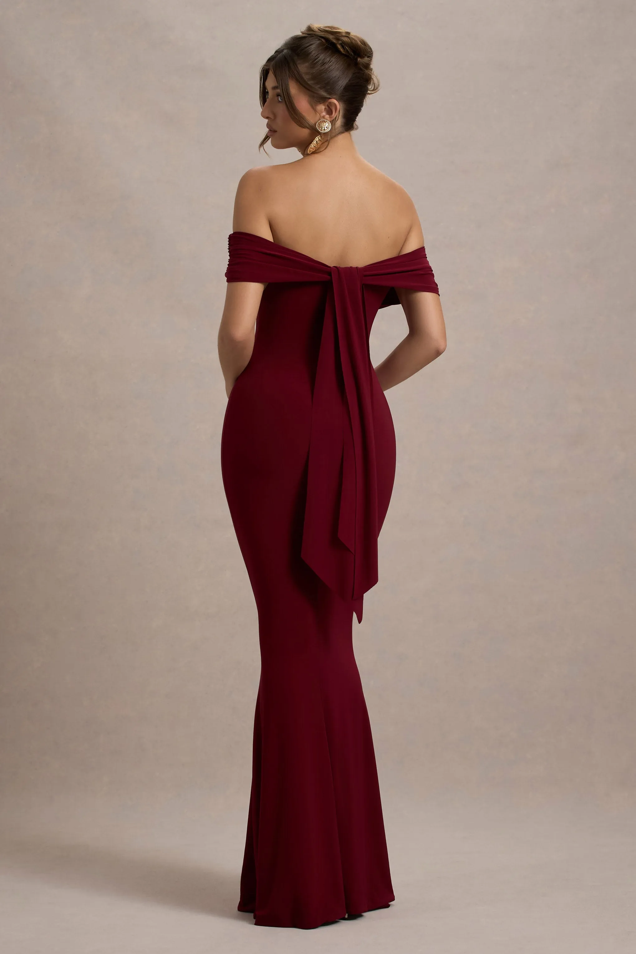 Cloe | Berry Bardot Maxi Dress