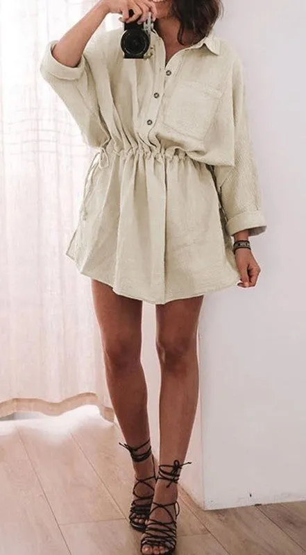 Cloud Button Down Long Sleeve Dress