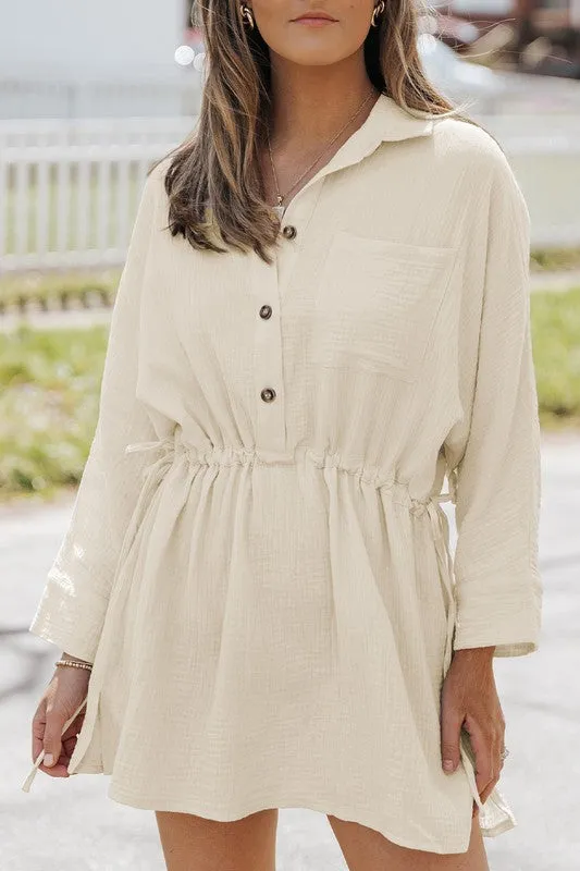 Cloud Button Down Long Sleeve Dress