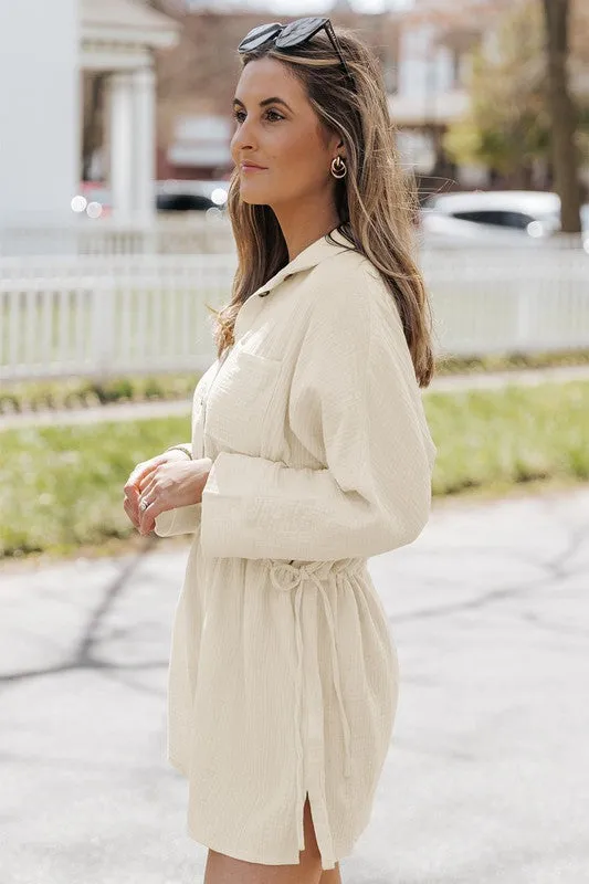 Cloud Button Down Long Sleeve Dress