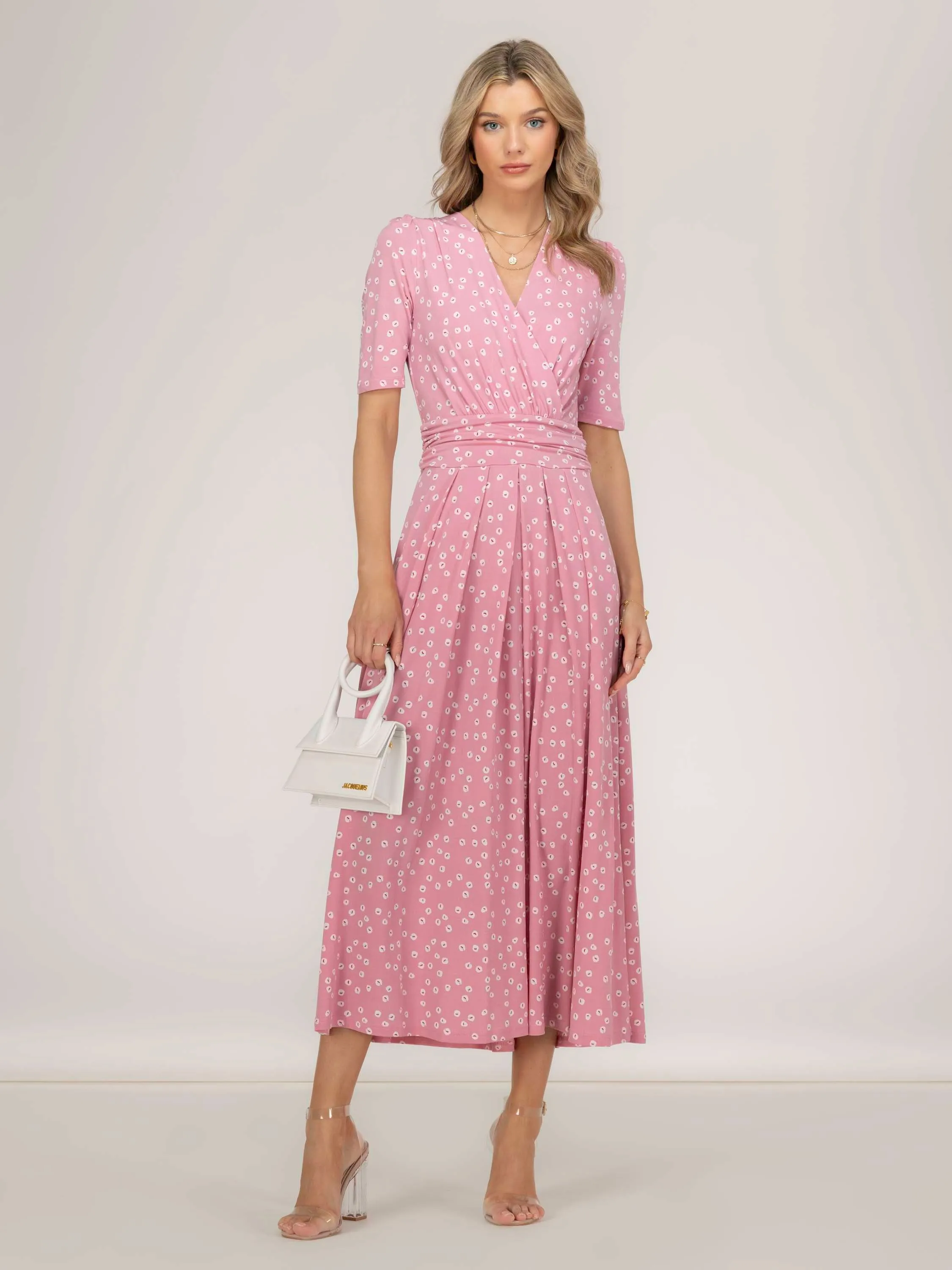 Coleen Jersey Maxi Dress, Pink Polka