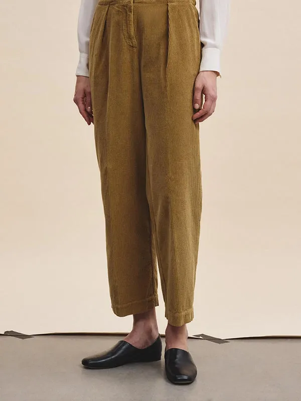 Corduroy trousers with pleats