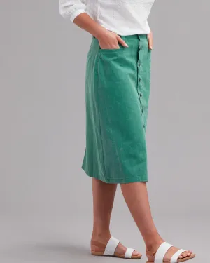 COTTON MIDI BUTTON  SKIRT