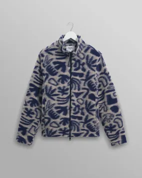 Cozi - Ecru And Navy Squiggle Fleece Jacket