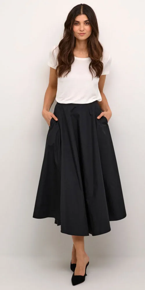 Culture Full Poplin Skirt, black