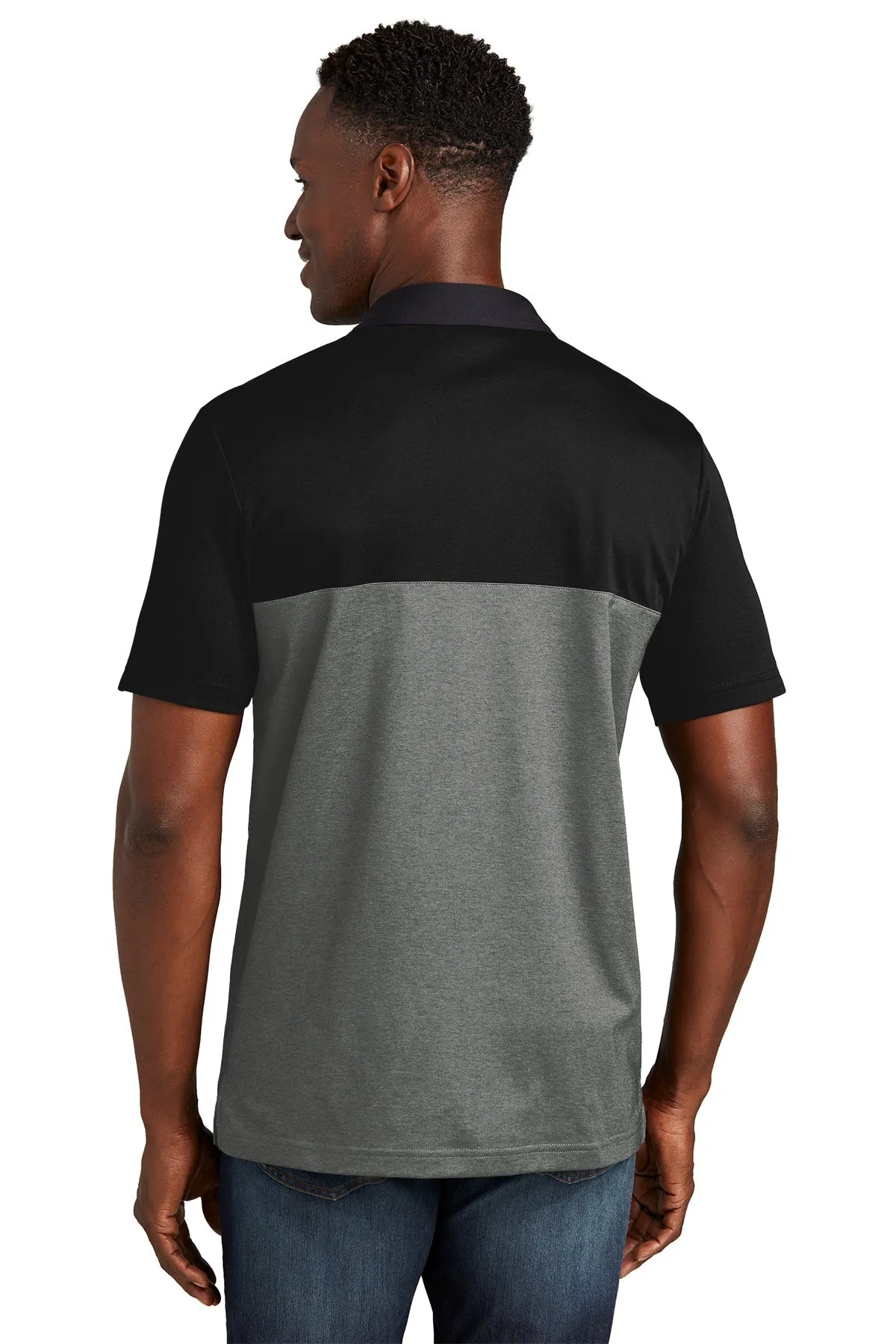 Custom TravisMathew Sunset Blocked Polo TM1MY401 Black with Dark Grey Heather