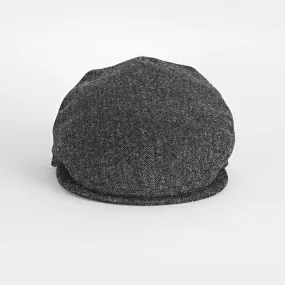 Dark Grey Plain Weave Wool Flat Cap