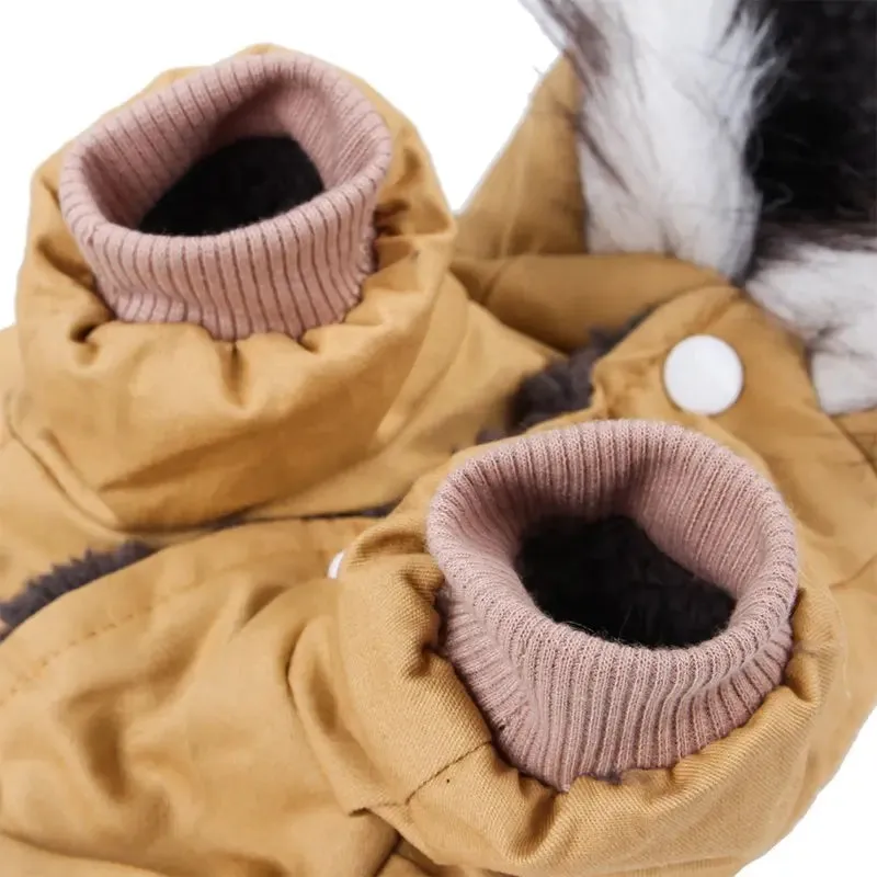 Dog Jacket w/ Fur-Trim Hood - Dog & Cat Apparel