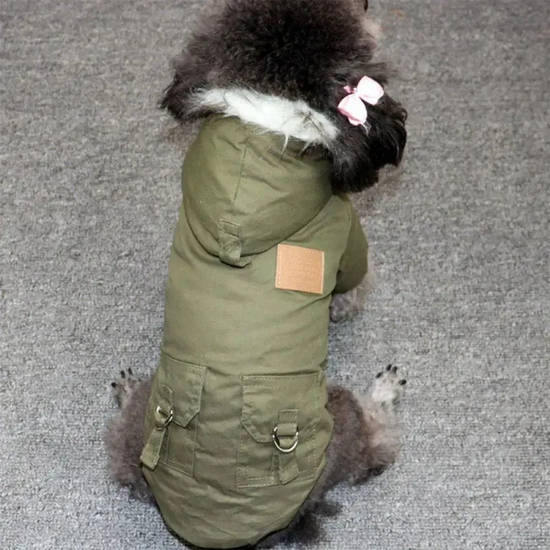 Dog Jacket w/ Fur-Trim Hood - Dog & Cat Apparel