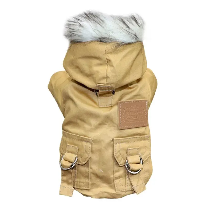 Dog Jacket w/ Fur-Trim Hood - Dog & Cat Apparel