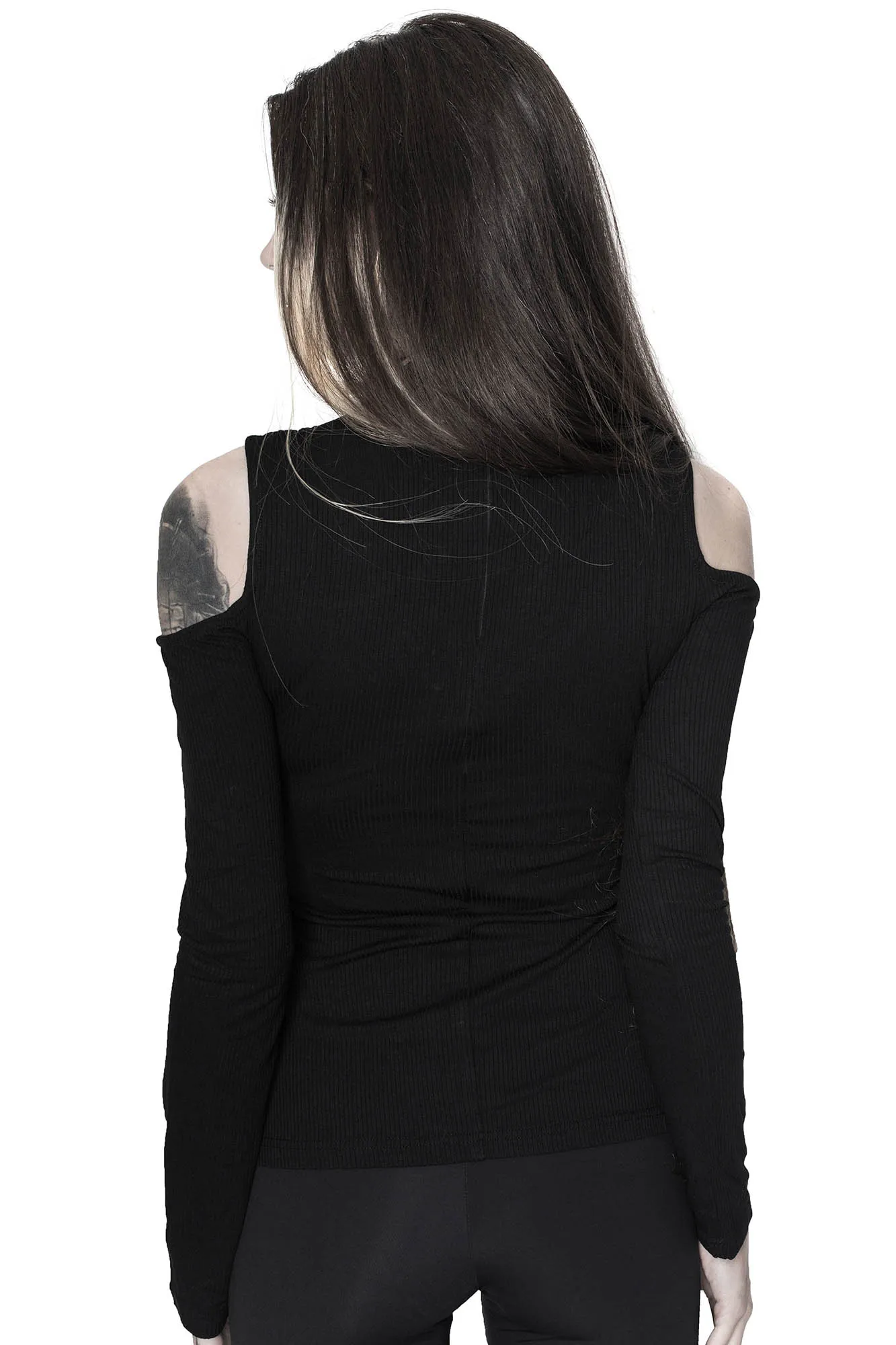 Downward Spiral Cold-Shoulder Top