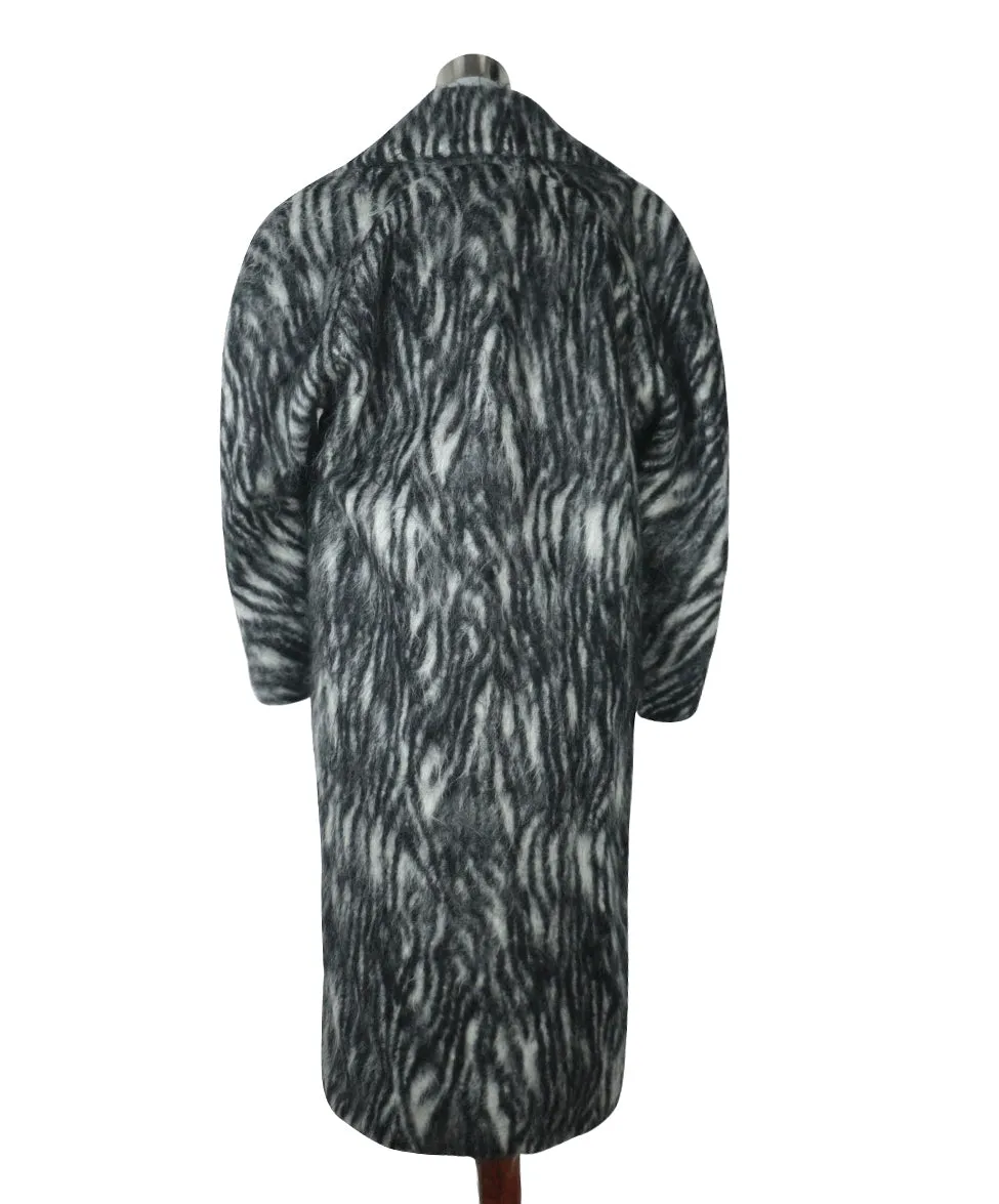 Dries Van Noten Black & White Mohair Coat sz 2