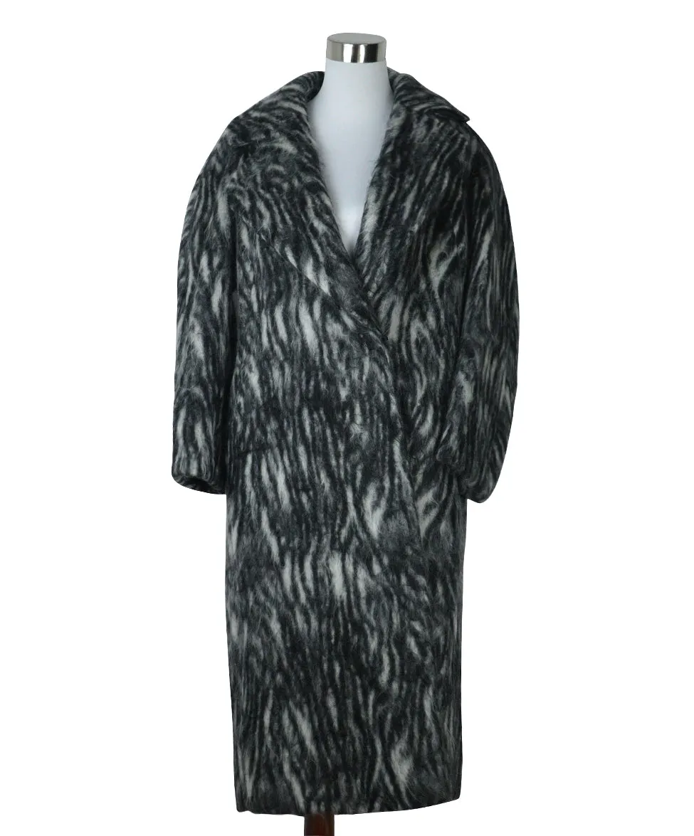 Dries Van Noten Black & White Mohair Coat sz 2