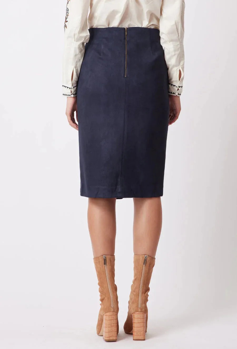 EDDIE FAUX SUEDE SKIRT | Navy   Husk