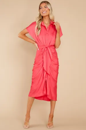 Elegant Edge Hot Pink Midi Dress