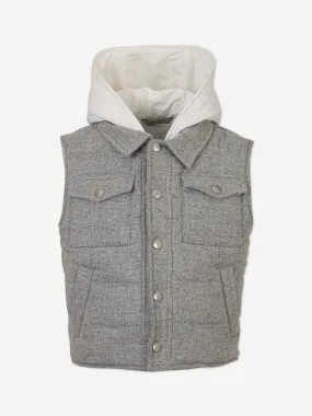 Eleventy Boys Hooded Gilet in Grey