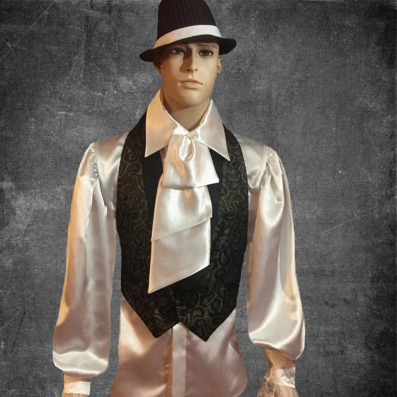 English Regency Mens Satin Shirt in Sizes S M L XL 2XL 3XL