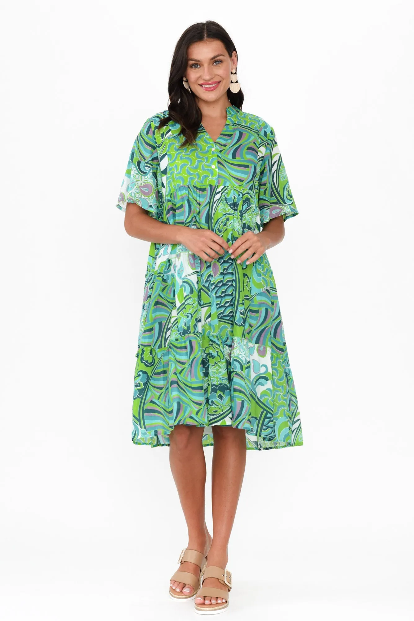 Eva Green Wave Cotton Dress