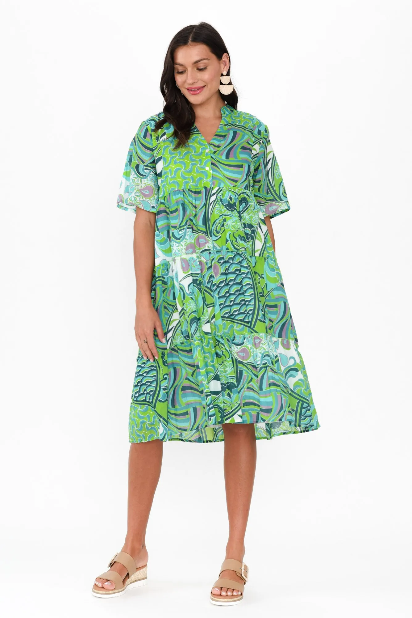 Eva Green Wave Cotton Dress