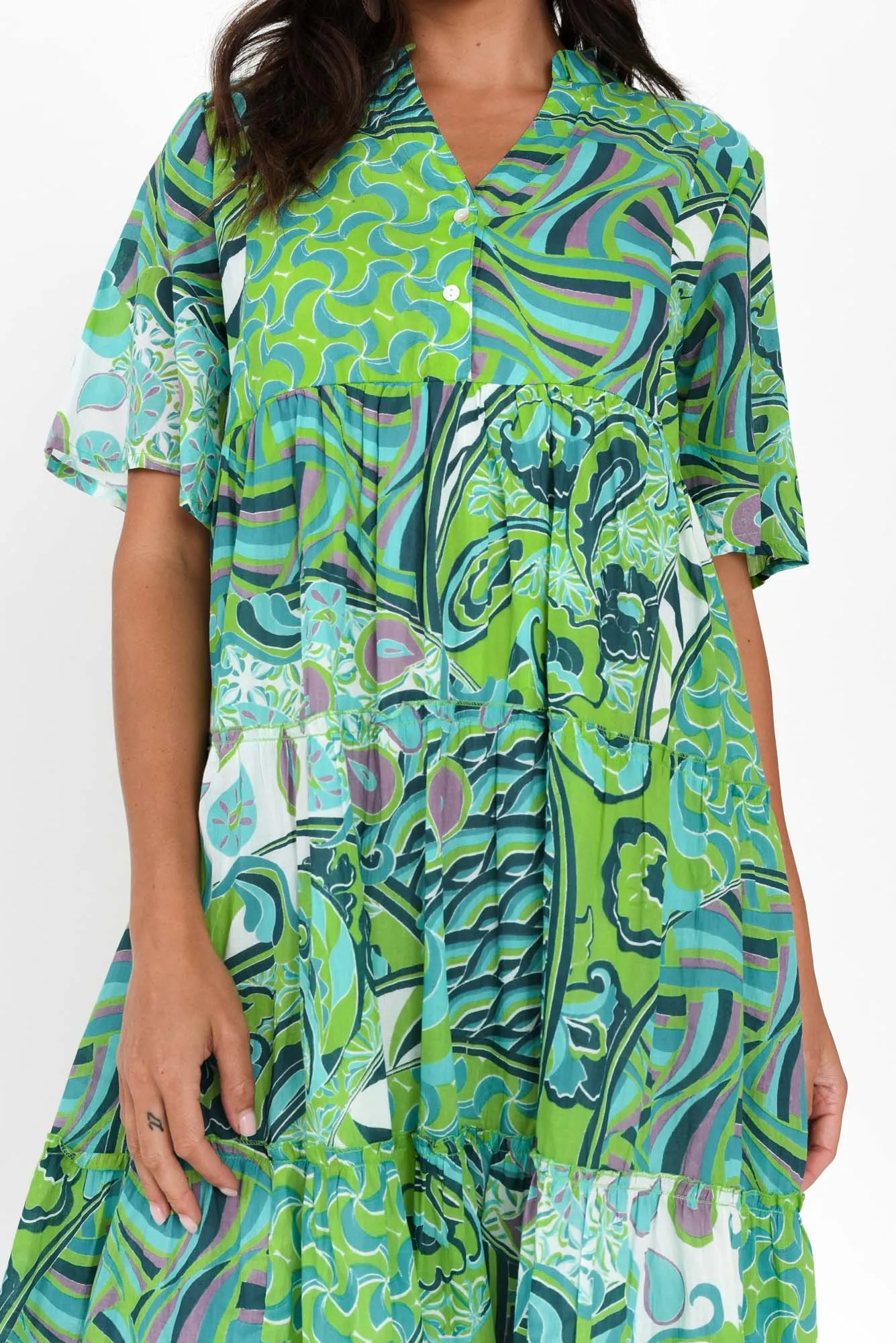 Eva Green Wave Cotton Dress