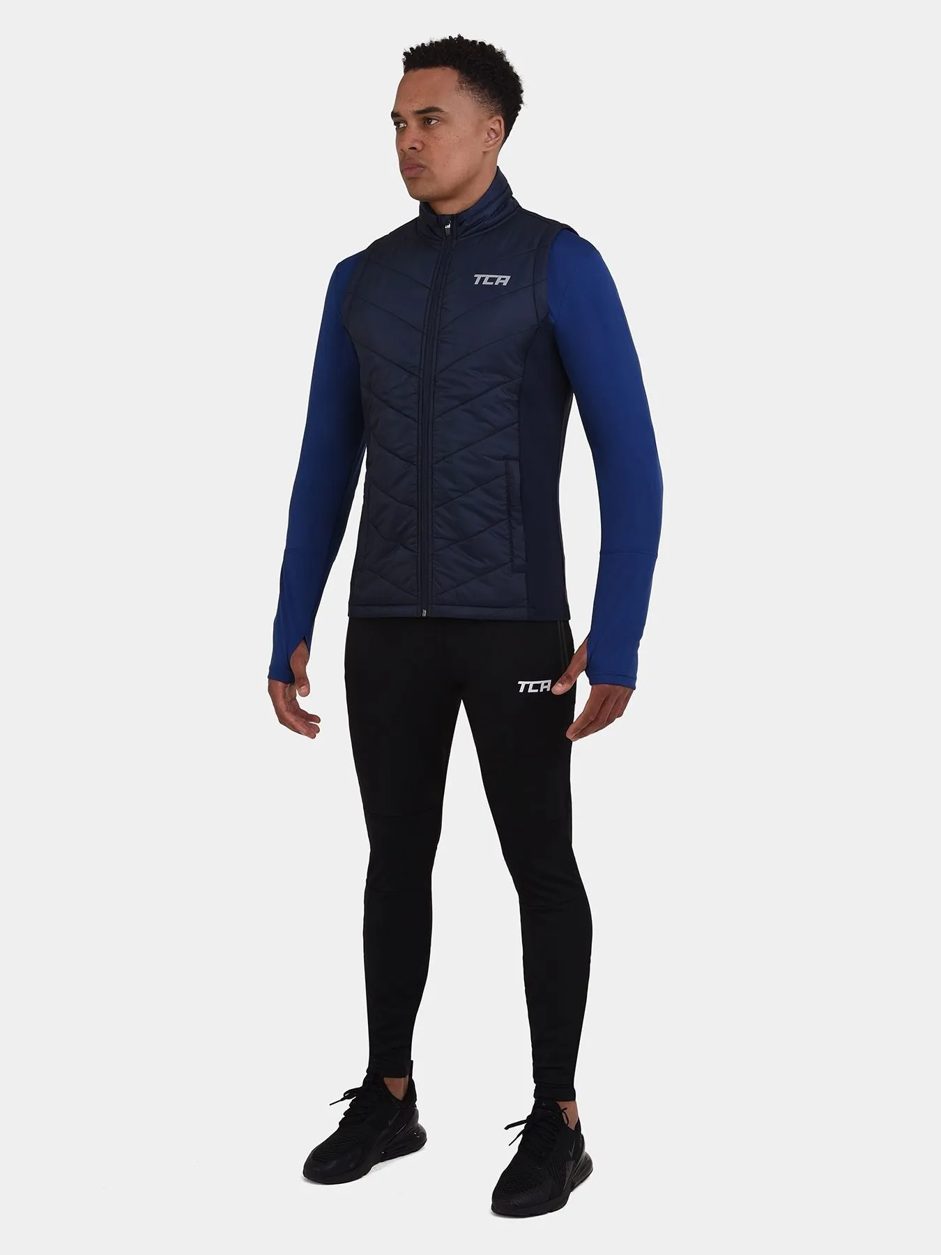 Excel Padded Running Gilet For Men With Zip Pockets & Reflective Strips