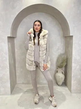 Faux Fur Longline Hooded Gilet