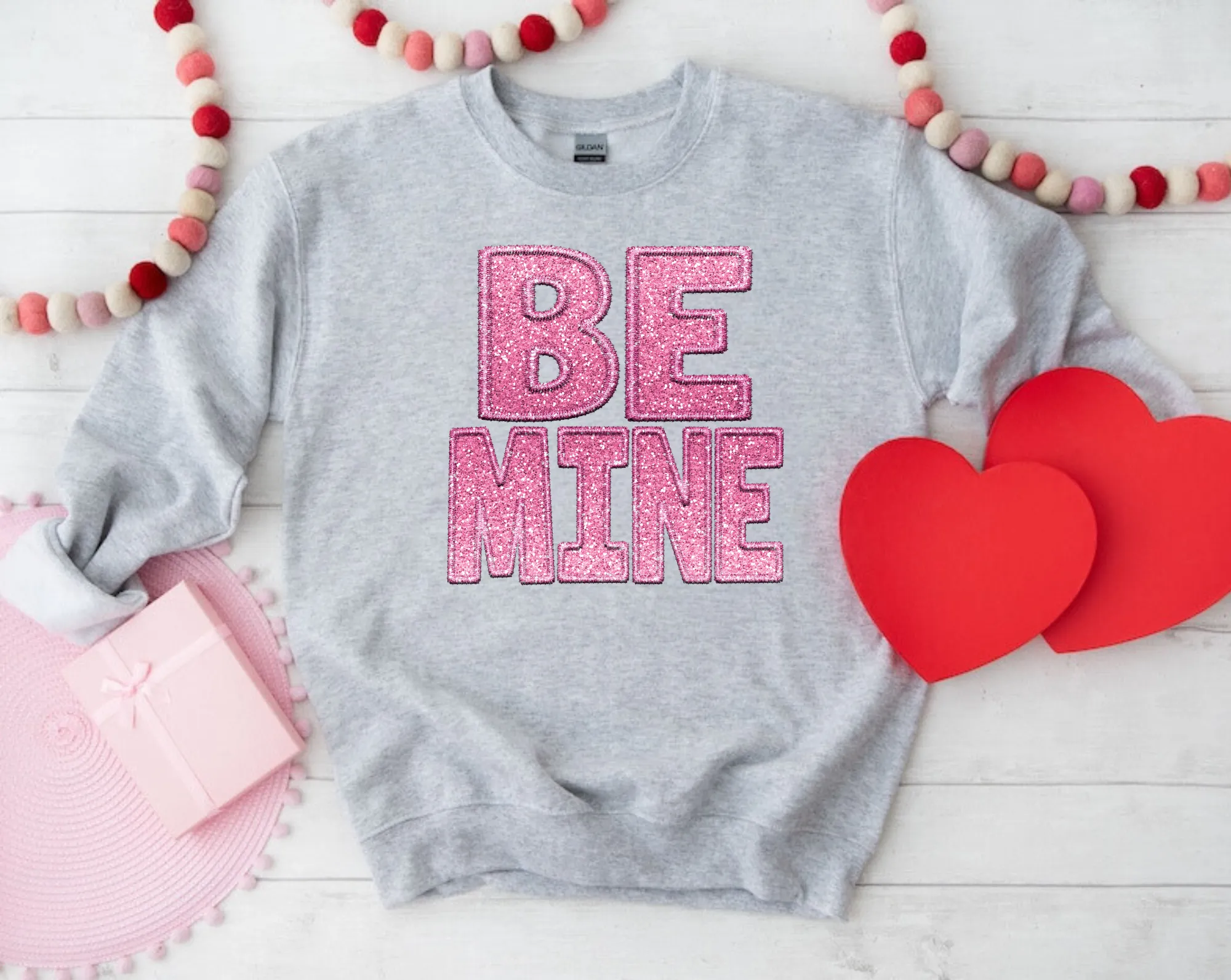 Faux Sequin Be Mine Sweatshirt