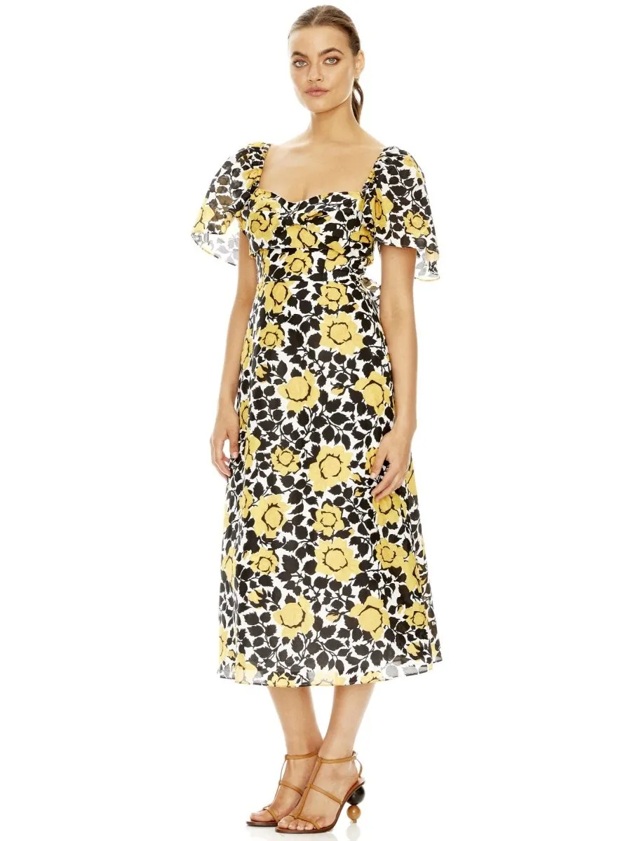 FIELDS OF GOLD MIDI DRESS