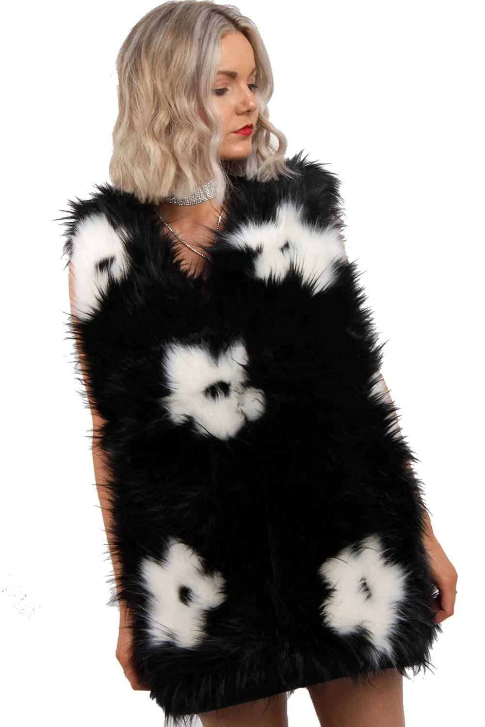 Flower Faux Fur Gilet