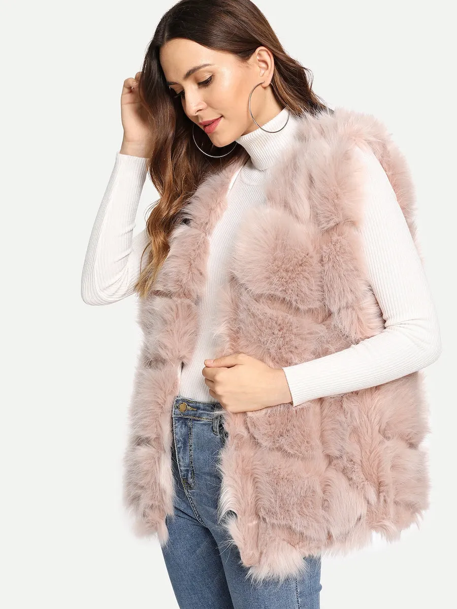 Fluffy Faux Fur Panel Gilet