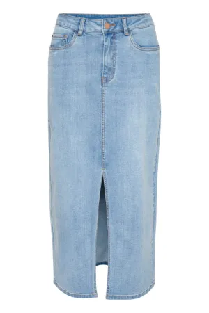 FRONT SLIT LIGHT DENIM SKIRT