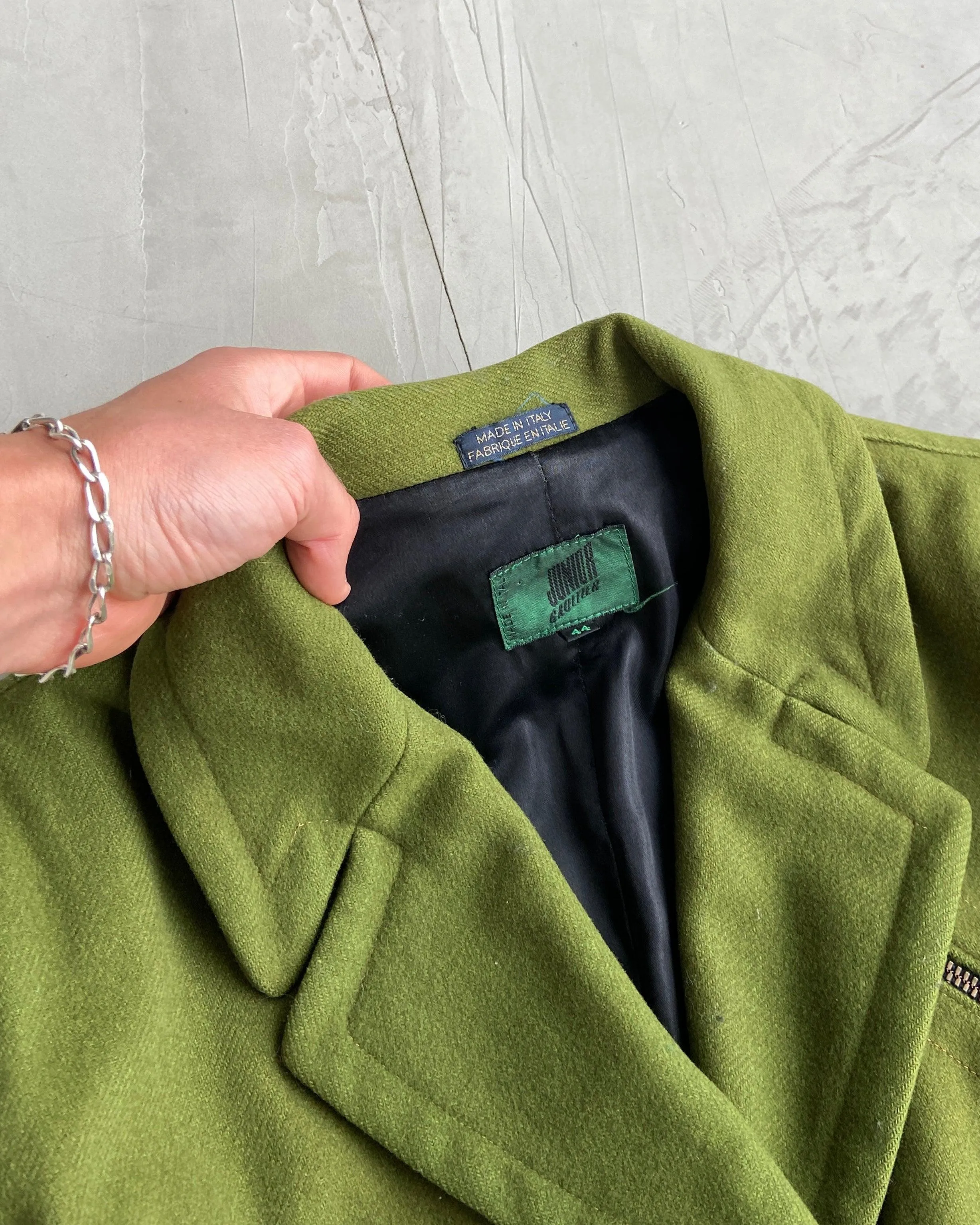 GAULTIER 'JUNIOR' JPG CROPPED GREEN JACKET - M