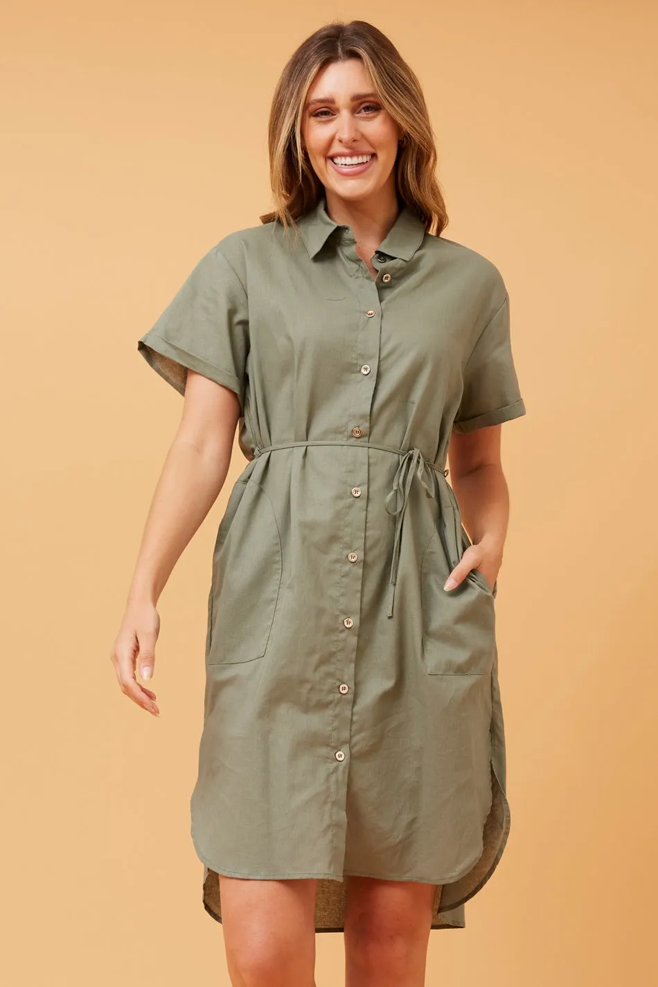 GERALDINE LINEN SHIRT DRESS