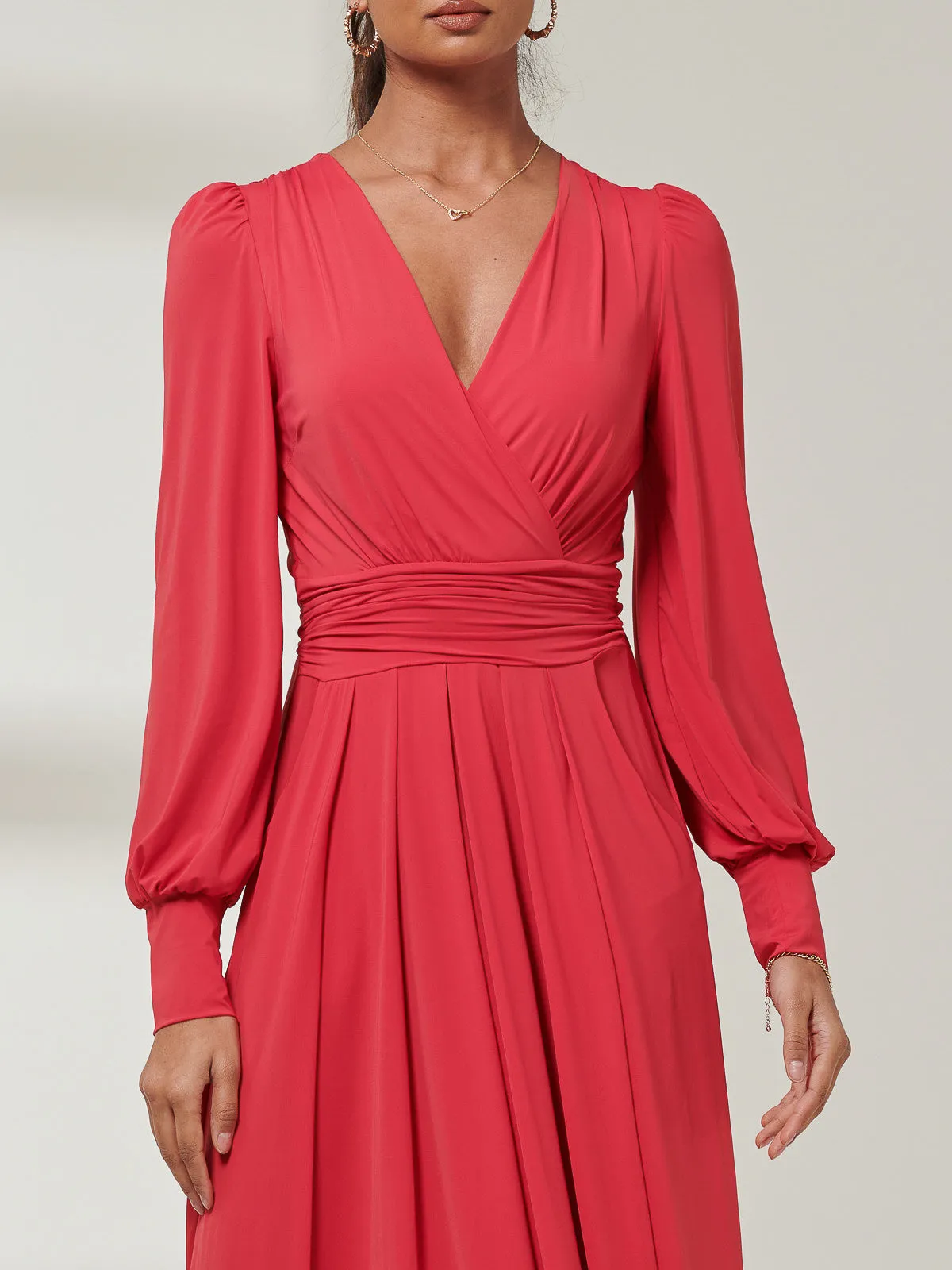 Giulia Long Sleeve Maxi Dress, Red