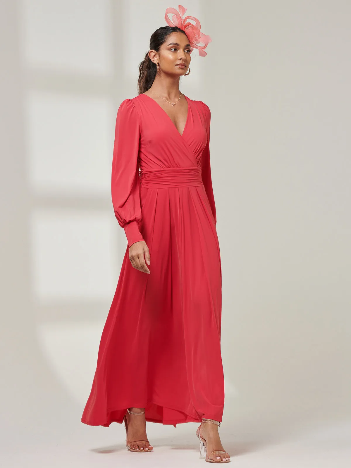 Giulia Long Sleeve Maxi Dress, Red