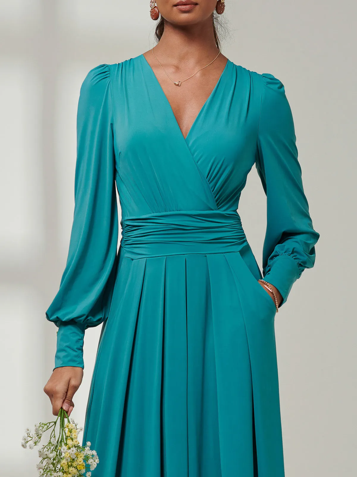 Giulia Long Sleeve Maxi Dress, Teal