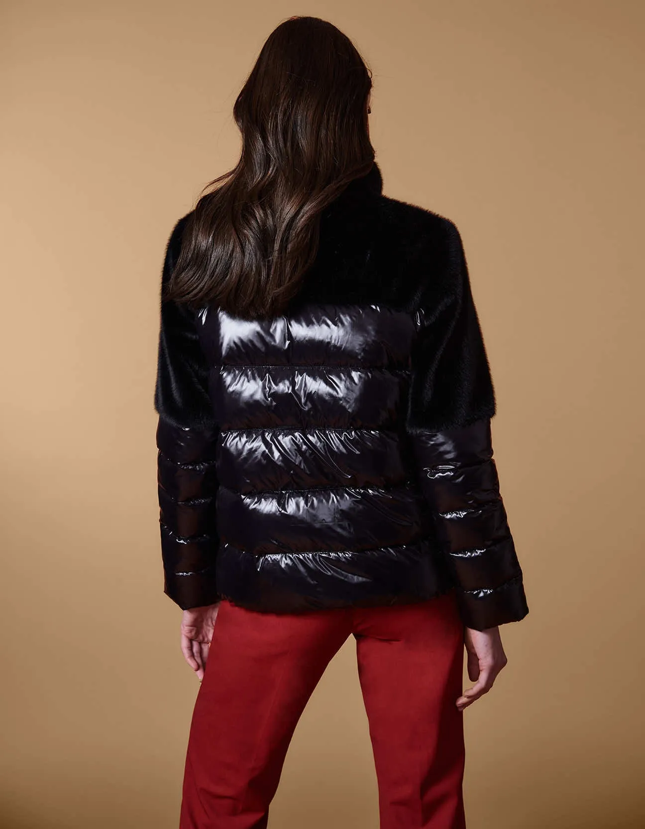 Global Glossy Vegan-Mink Puffer Jacket