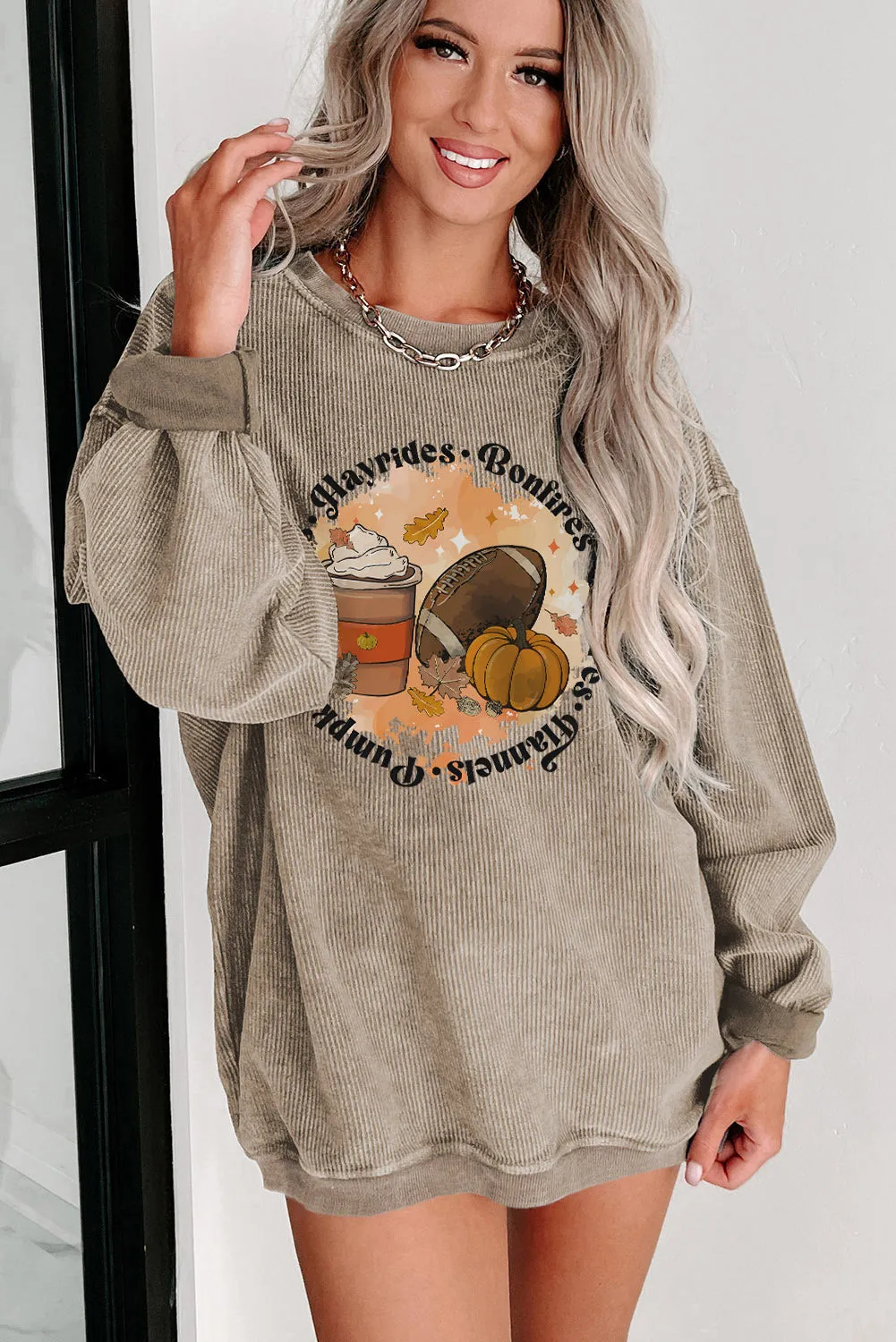 Gray SUMMER LOVIN Graphic Textured Pullover Sweatshirt