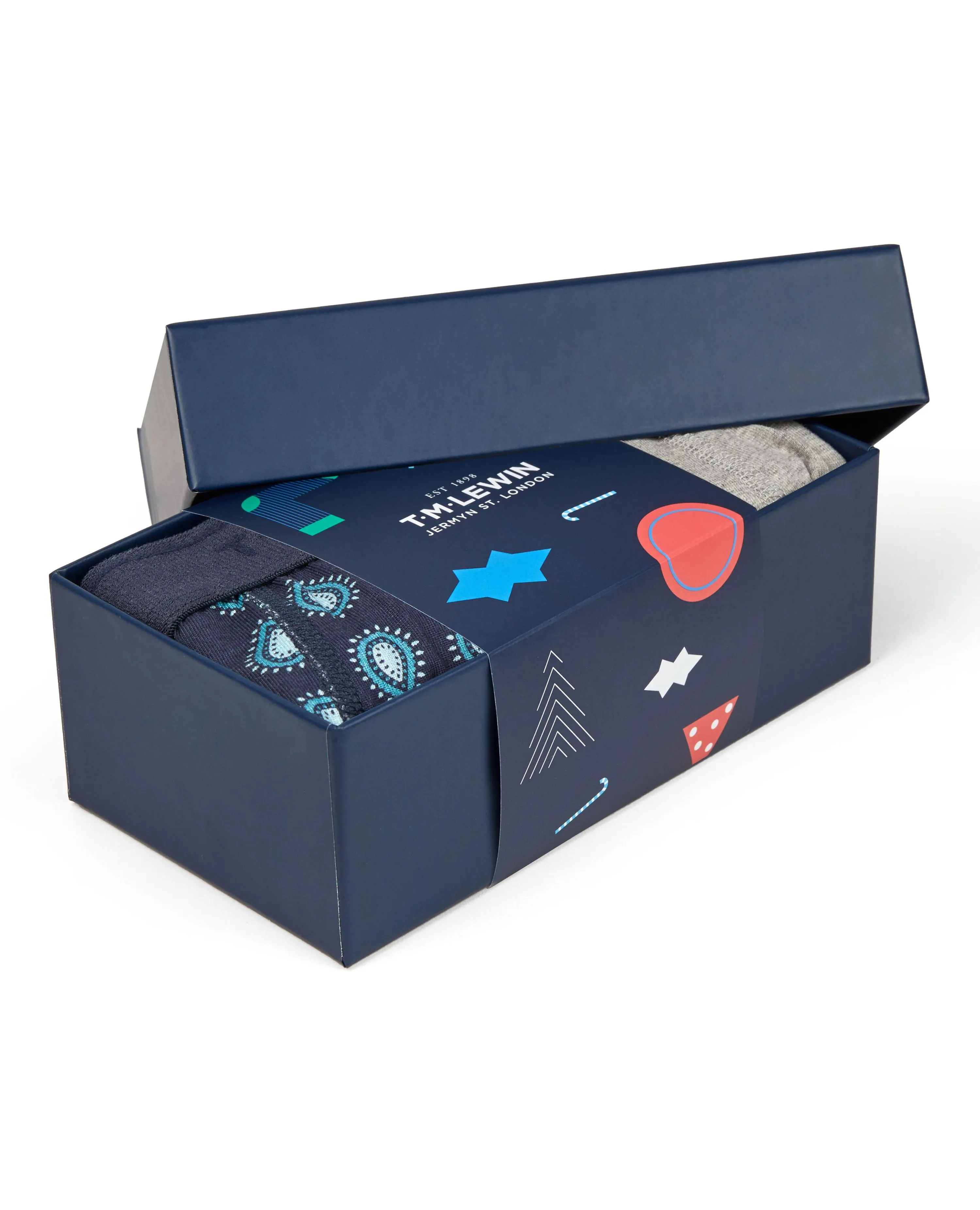 Grey and Paisley Jersey Boxer 2-pack Gift Box