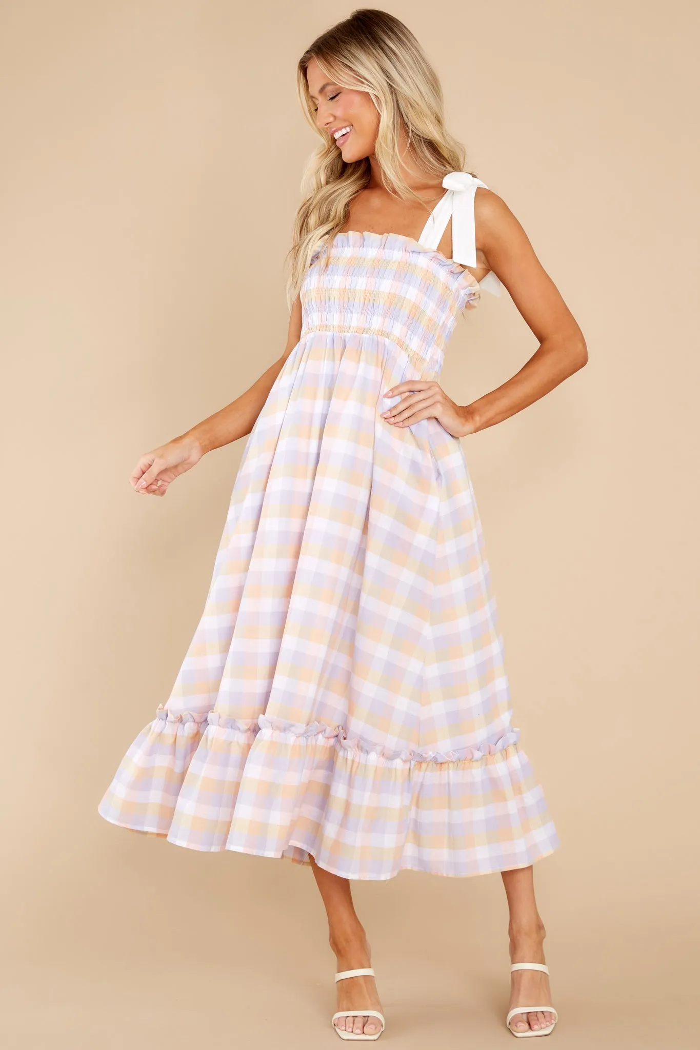 Happy Feelings Pink Plaid Midi Dress