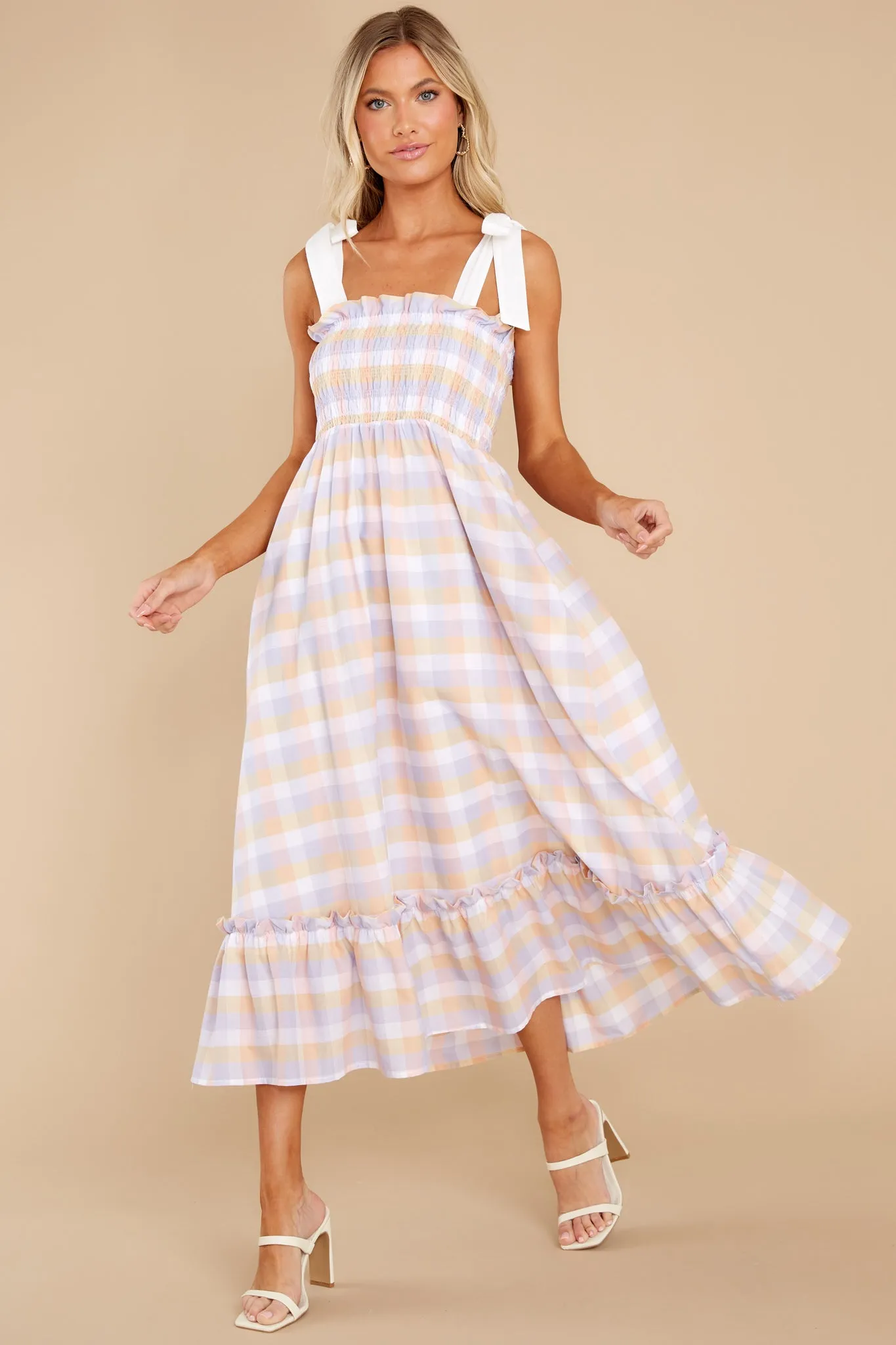 Happy Feelings Pink Plaid Midi Dress