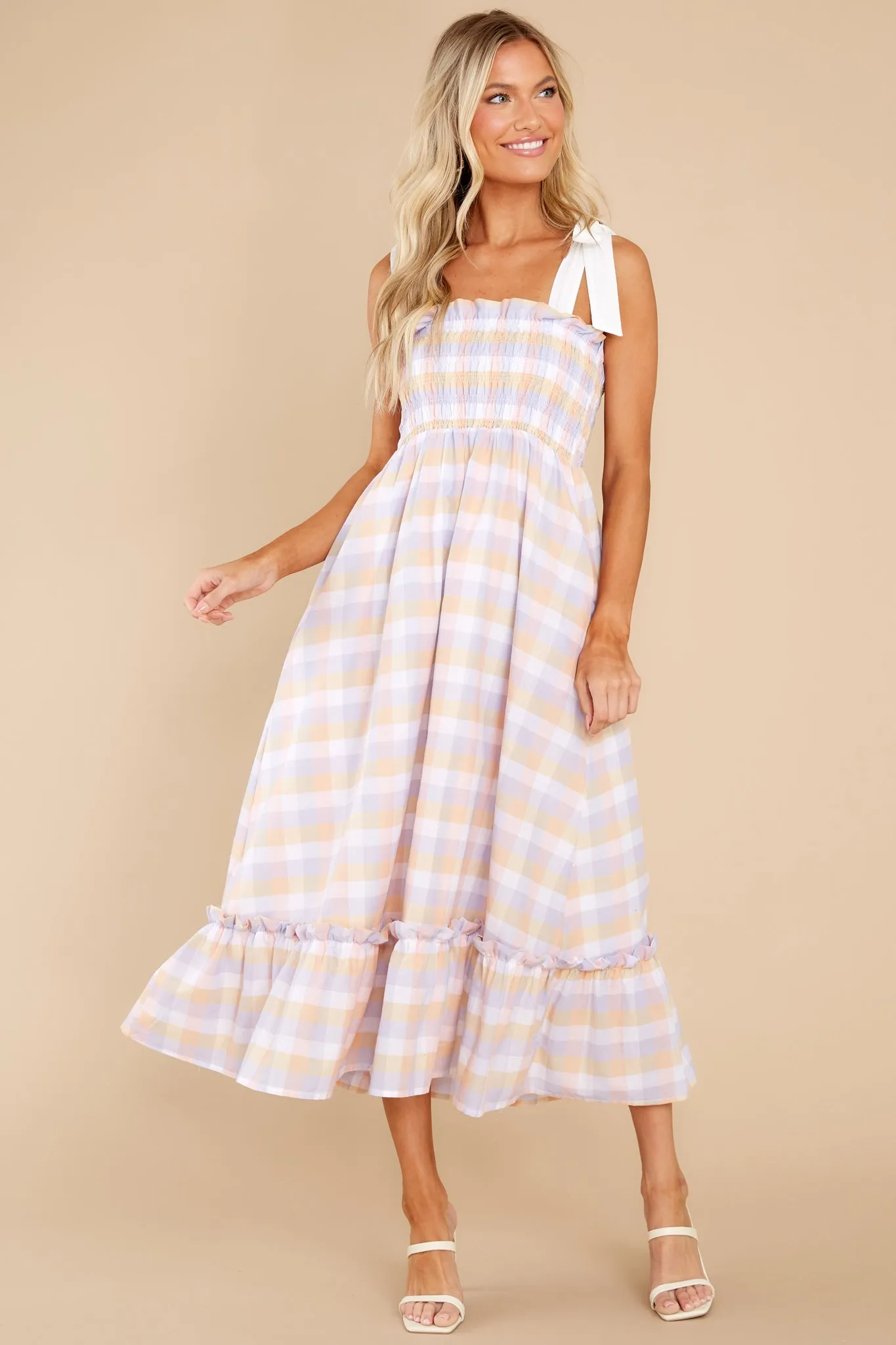 Happy Feelings Pink Plaid Midi Dress