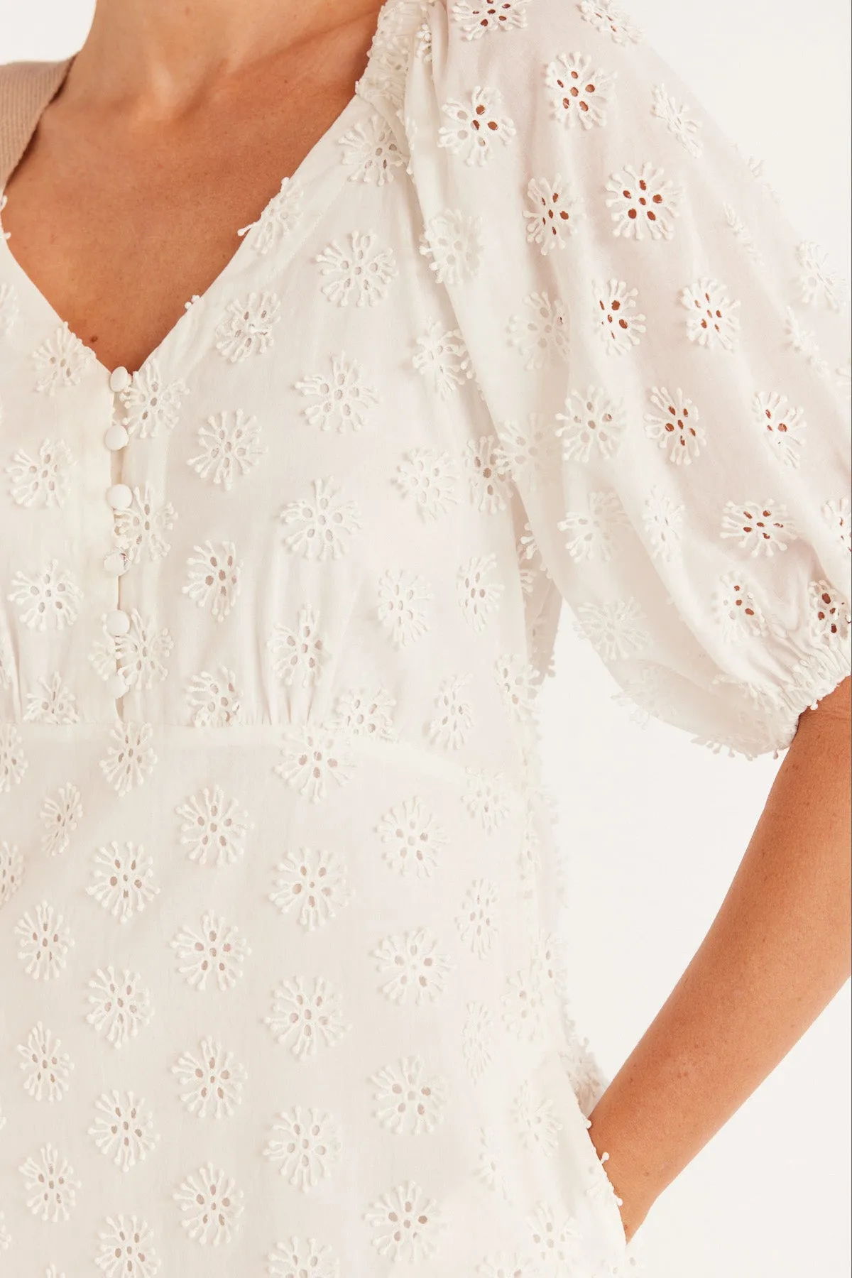 Havana Embroidered Dress - White