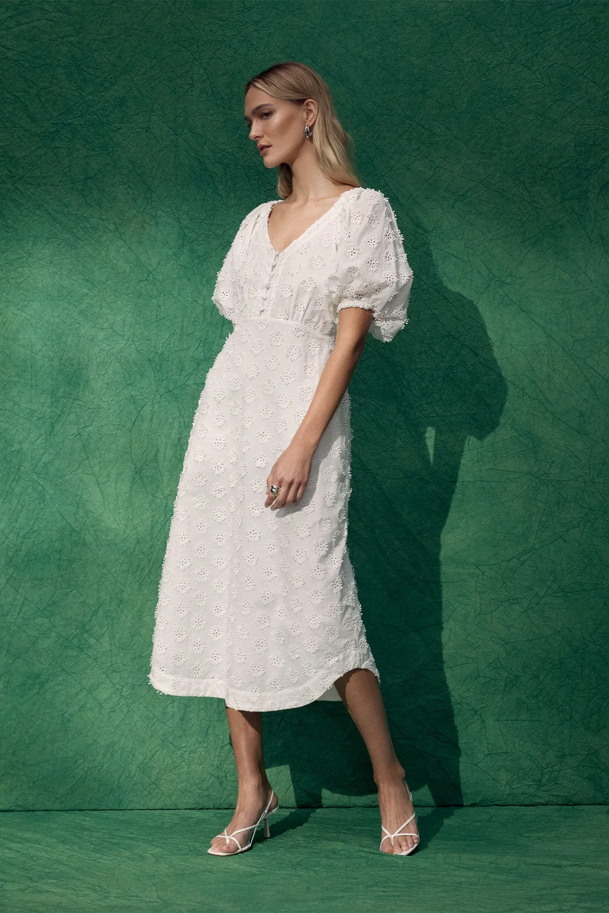 Havana Embroidered Dress - White