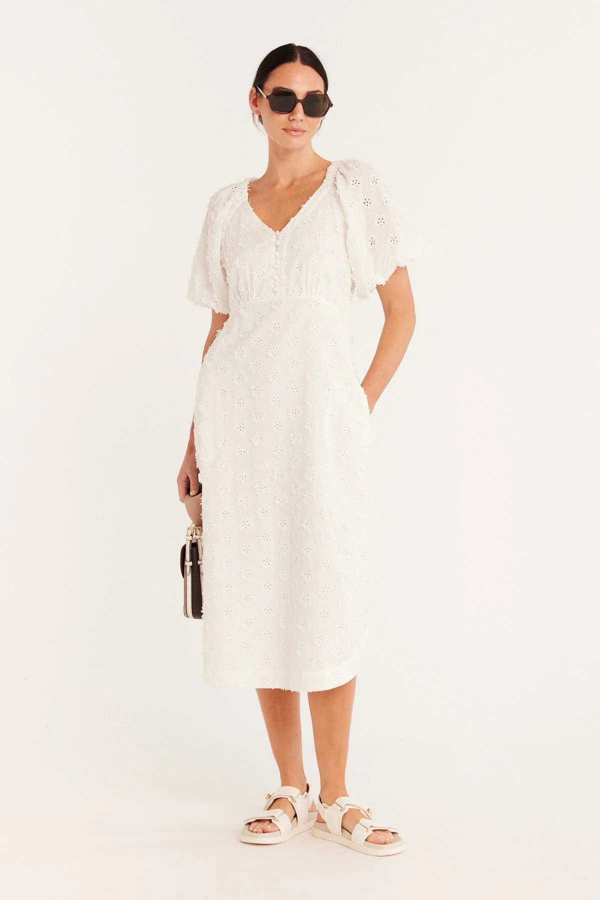 Havana Embroidered Dress - White