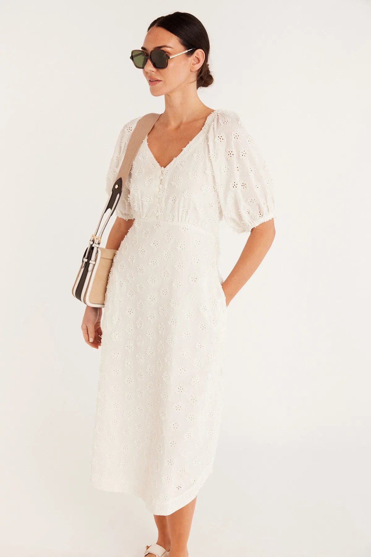 Havana Embroidered Dress - White